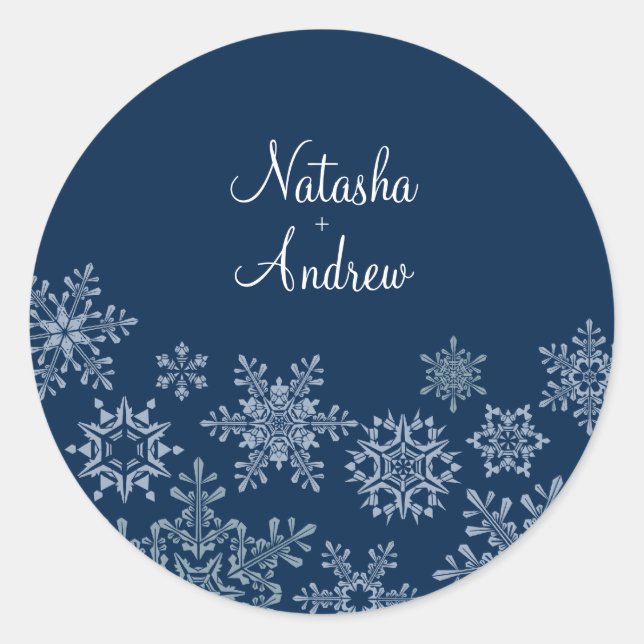 Winter Snowflakes Wedding Envelope Seal Sticker (Front)