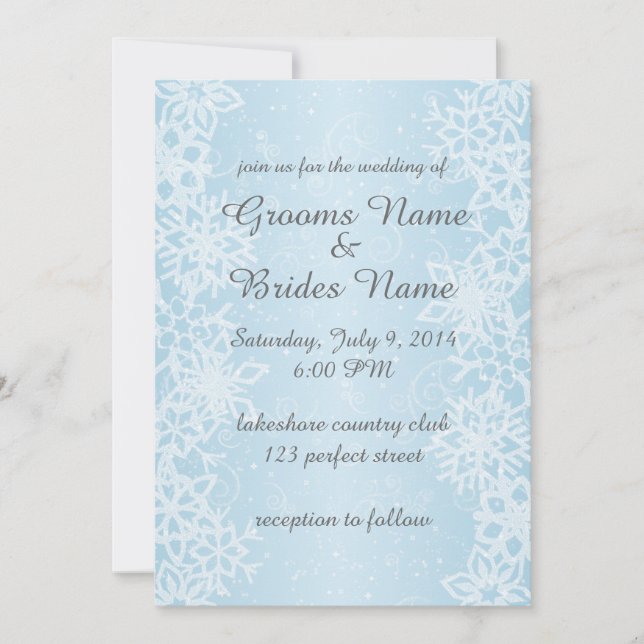 Winter Snowflakes Wedding Invitation (Front)