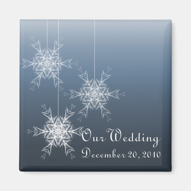 Winter Snowflakes Wedding Magnet (Front)