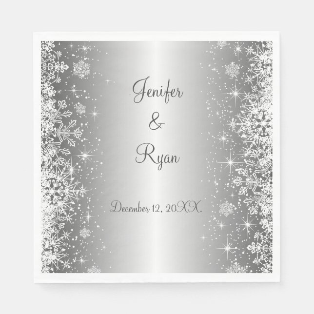 Winter snowflakes wedding  Napkins (Front)