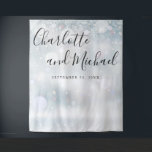 Winter Snowflakes Wedding Photo Booth Backdrop Tapestry<br><div class="desc">Featuring chic typography script on a winter snowflakes background,  this chic wedding photo booth backdrop can be personalised with your names and special date. Designed by Thisisnotme©</div>