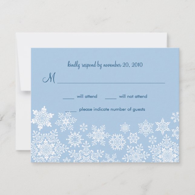 Winter Snowflakes Wedding RSVP Card (Front)