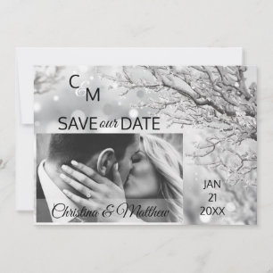 Winter Snowflakes Wedding SAVE OUR DATE PHOTO Save The Date