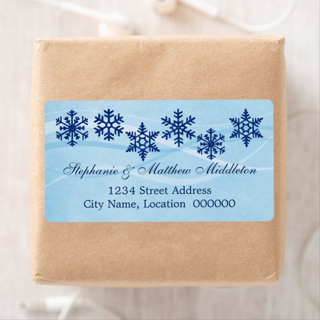 Winter Snowflakes Wedding Shipping Labels (Insitu)