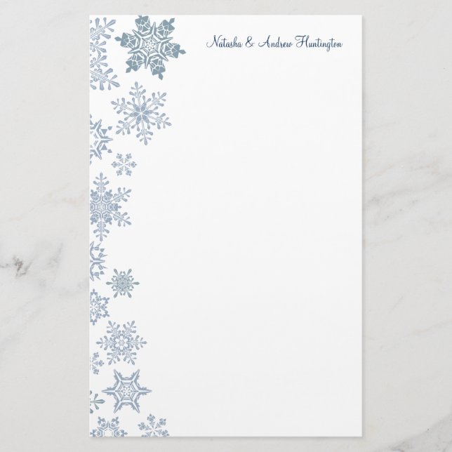 Winter Snowflakes Wedding Thank You Letterhead (Front)