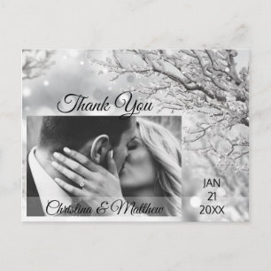 Winter Snowflakes Wedding THANK YOU   PHOTO Announcement Postcard