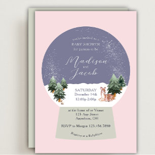 Winter Snowglobe Pink Baby Shower Invitation