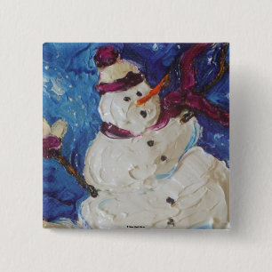 Winter Snowman 15 Cm Square Badge