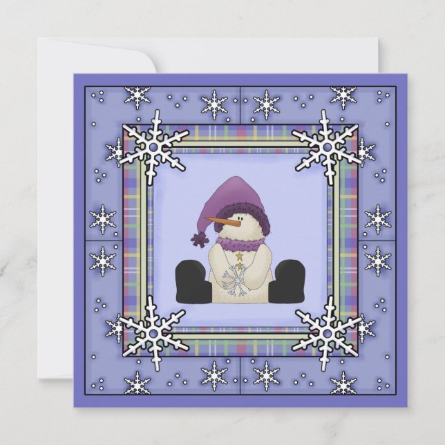 Winter Snowman and Snowflakes Girls Baby Shower Invitation (Front)