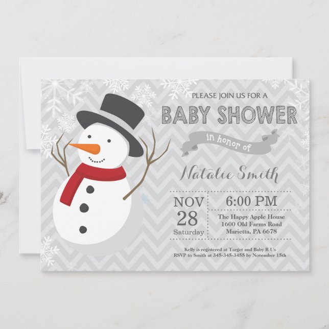 Winter Snowman Baby Shower Invitation (Front)