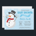Winter Snowman Boy Baby Shower Invitation<br><div class="desc">Winter Snowman Boy Baby Shower Invitationn. Boy Baby Shower Invitation. Winter Holiday Baby Shower Invite. Blue and White Snowflakes. Blue Chevron Background. For further customisation,  please click the "Customise it" button and use our design tool to modify this template.</div>