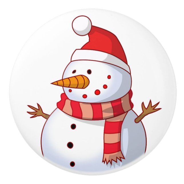 WINTER SNOWMAN CERAMIC KNOB (Front)