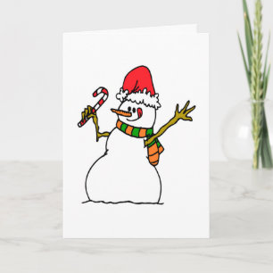 Winter Snowman Christmas Candy Cane Holidays Holiday Card