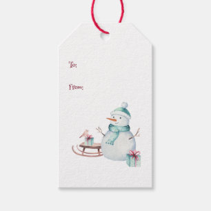 Winter Snowman Christmas To From Customisable Gift Tags
