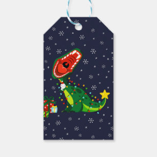 Winter Snowman Christmas Tree T-Rex Dinosaur Gift Tags