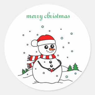  Winter Snowman Classic Round Sticker