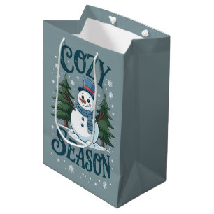 Winter Snowman Cosy Season Tree Christmas Holiday Medium Gift Bag