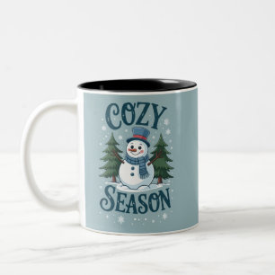 Winter Snowman Cosy Season Tree Christmas Holiday Two-Tone Coffee Mug