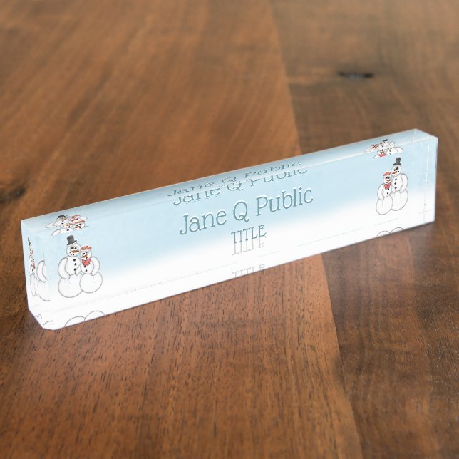 Winter Snowman Couple Nameplate (Side)