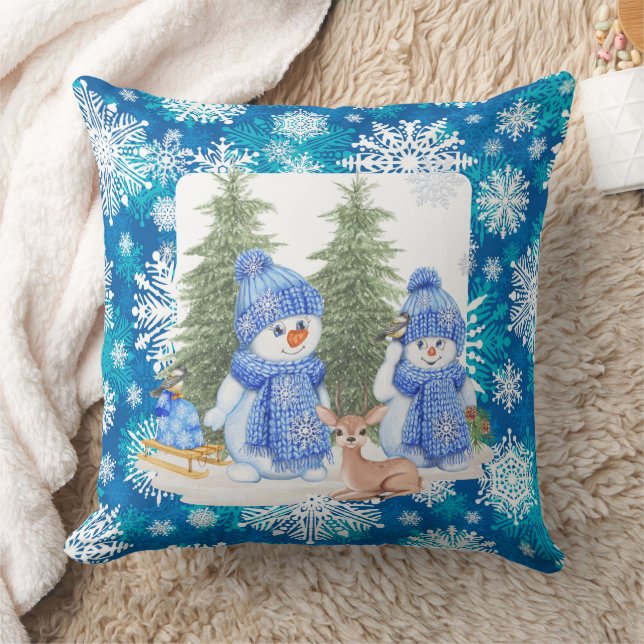 Winter Snowman  Cushion (Blanket)