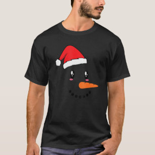 Winter Snowman Face Carrot Nose Santa Claus Hat Ch T-Shirt