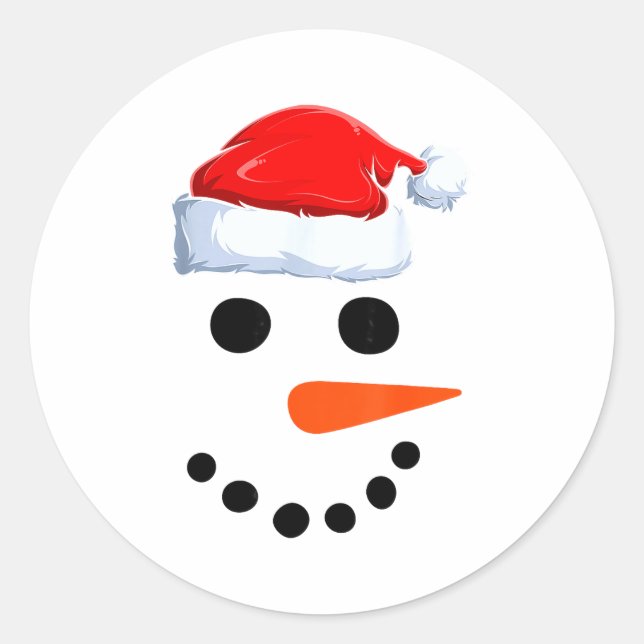 Winter Snowman Face Costume Christmas Snowman  Classic Round Sticker (Front)