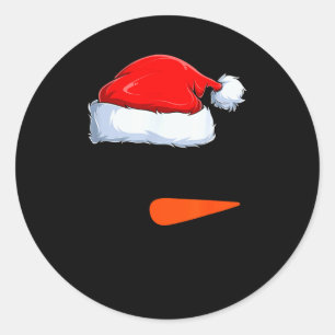 Winter Snowman Face Costume Christmas Snowman  Classic Round Sticker