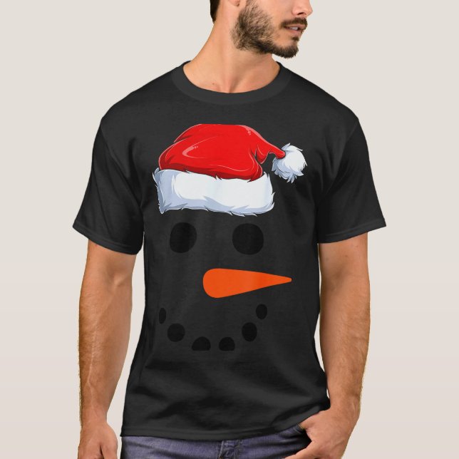 Winter Snowman Face Costume Christmas Snowman  T-Shirt (Front)