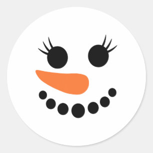 Winter Snowman Face Eyelashes Christmas Xmas For G Classic Round Sticker