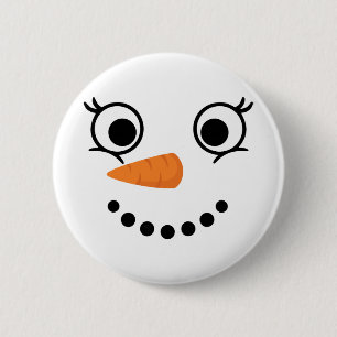 Winter Snowman Face Eyelashes Christmas Xmas Fun D 6 Cm Round Badge