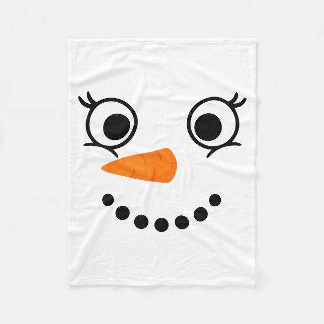 Winter Snowman Face Eyelashes Christmas Xmas Fun D Fleece Blanket (Front)