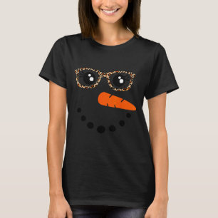 Winter Snowman Face Leopard Eyelashes Christmas Gi T-Shirt