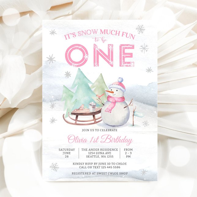 Winter Snowman First Birthday Invitation (Creator Uploaded)