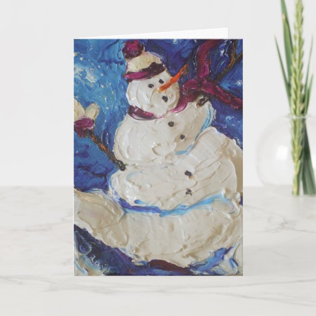 Winter Snowman Greeting Card (Front)