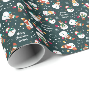 Winter Snowman Personalized Christmas Wrapping Paper