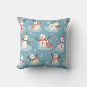 Winter snowman pillow cushion