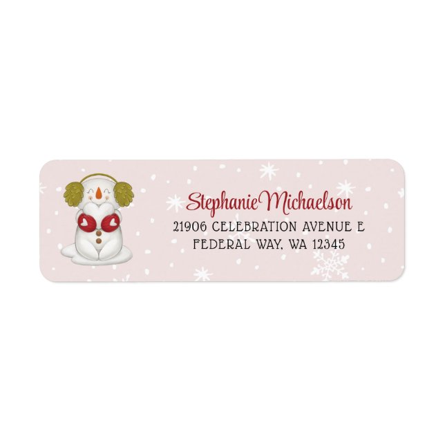 Winter Snowman Red Holiday Return Address Return Address Label (Front)