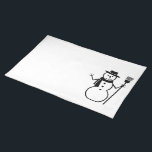 Winter Snowman with Scarf Hat Broom, Black White Placemat<br><div class="desc">Winter Snowman with scarf,  hat,  broom,  Black and White,  Placemat or choose different colours</div>