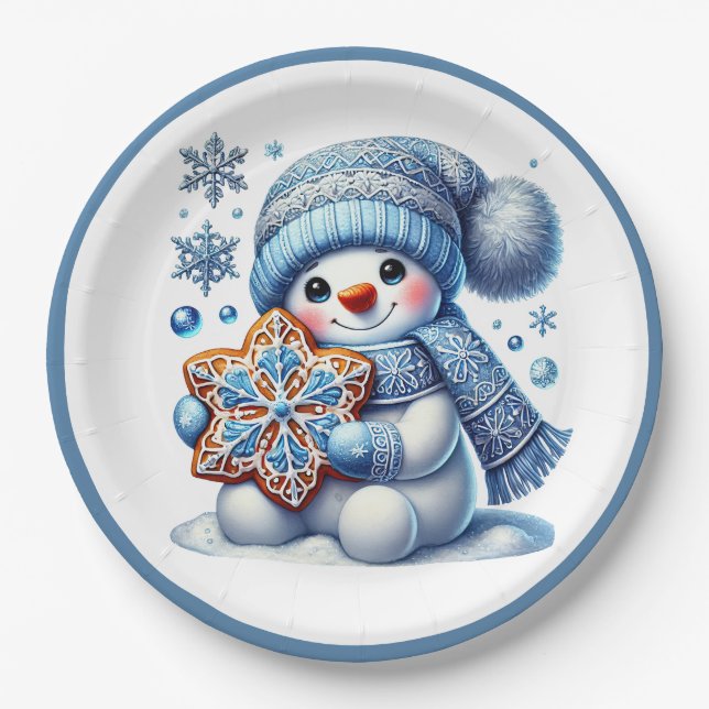 Winter Snowmen  Paper Plate (Front)