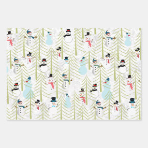 Winter Snowmen Wrapping Paper Sheet