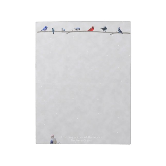 Winter Snowy Birds: notepad paper (Rotated)