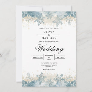Winter Snowy Bloom Wedding Invitation