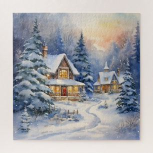 Winter Snowy Christmas Homes and Pathway  Jigsaw Puzzle