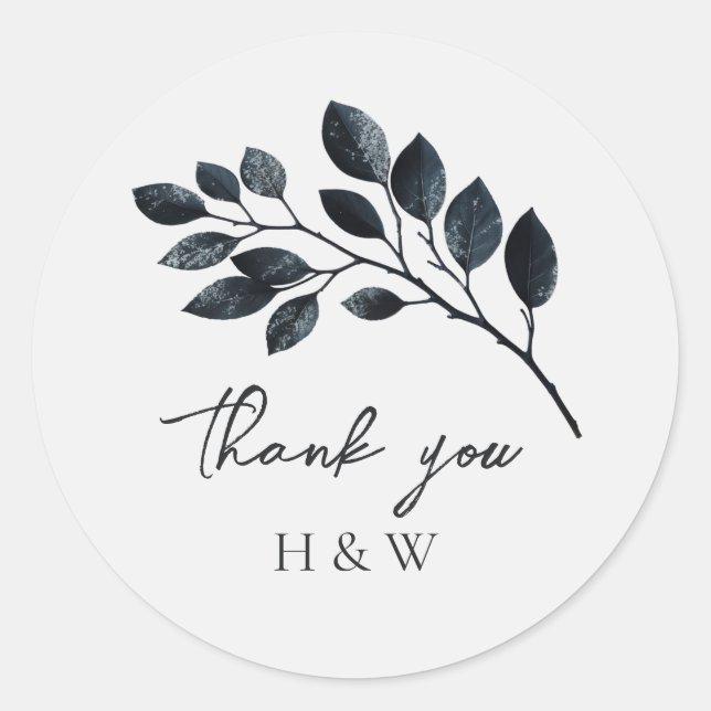 winter snowy foliage thank you classic round sticker (Front)