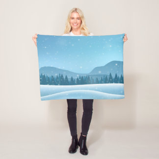 Winter Snowy Forest Landscape Fleece Blanket