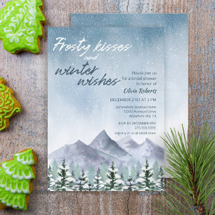 Winter Snowy Mountain Forest Bridal Shower Invitation
