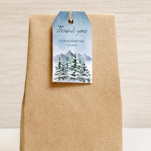 Winter Snowy Mountain Forest Wedding Gift Tags