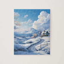 Winter Snowy Mountain in the Country Puzzle