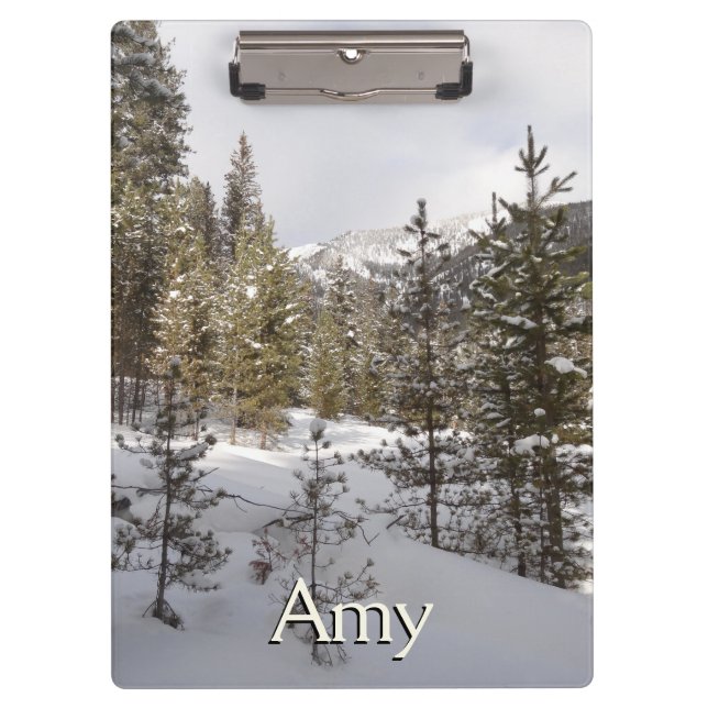 Winter Snowy Mountain Scene in Montana Clipboard (Front)