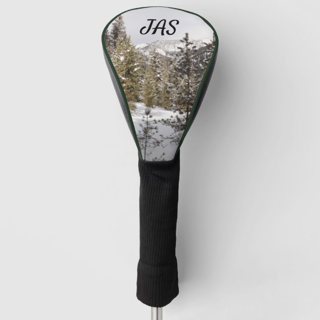 Winter Snowy Mountain Scene in Montana Golf Head Cover (Front)